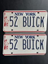 1986 - 2001 New York License Plate Set Pair Vanity Personalized 52 BUICK   picture