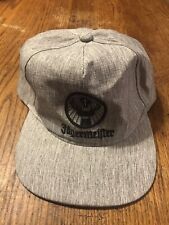 Used JAGERMEISTER ballcap hat Gray with black emblem Adjustable back band picture