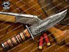 Ka-bar 12″ Long 7″Blade ” 13.5oz Damascus Steel Fixed Blade Hunting Bowie picture
