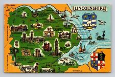 c1970 Chrome Postcard Lincolnshire England Landmark Map picture