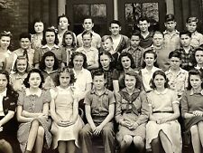 EG RPPC Photo Postcard Kids High School Class Photo 1940's Bobby  picture