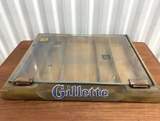 Vintage 1950s Gillette Razor Blade Wood Glass Counter Top Display Case picture
