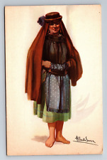 Vintage Postcard - Alberto Souza Art - Ethnic Women's Dress - Portugal picture