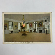 Postcard Massachusetts Boston MA Old State House Council Chamber 1930s Unposted picture