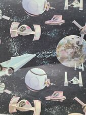 Vintage Outer Space Stars Gift Wrap Spaceships Star Moons Wars Astroids 29