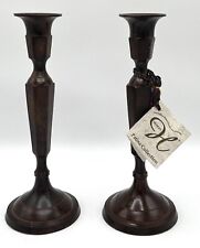 Hosley Classic 8” Candlesticks Set Patina Collection Decor Metal Made In India picture