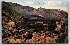 High Bridge On The Loop Two Trains High & Low Georgetown CO C1930's Postcard T23 picture