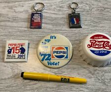VINTAGE PEPSI COLA COLLECTABLES Keychains Pins Ice Pack Pen picture