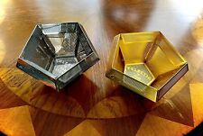 Set of 2 (Brass & Chrome) Eclectic Tom Dixon Hexagonal Cell Tea Light Holders picture