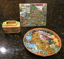 Vintage San Francisco California Lombard St 3D Plaque, Trolly Car, CA State Tin picture