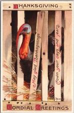 Artist-Signed CLAPSADDLE Embossed Postcard THANKSGIVING Turkey in Crate c1910s picture