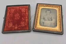 Vintage Tintype Boy Photograph Case Glass Frame with flaws Print Photo Antique picture