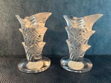 Lalique France signed Pair of Crystal Lalique, Candle sticks.Perfect condition. picture
