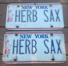 New York License Plate Pair - Statue of Liberty- NY - HERB SAX picture