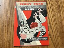 Vintage Peony Park Omaha Neb.  25th Anniversary Menu 1944 picture