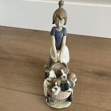 LLADRO #5364 LITTER OF FUN GIRL W. PUPPIES 1986 RETIRED Spain W/Box Excellent picture