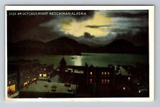 Ketchikan AK-Alaska, An October Night, Moonlight Vintage Souvenir Postcard picture