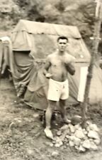 1940s Shirtless BEEFCAKE Soldier BOY In Underwear Blurry VINTAGE PHOTO GAY INT picture