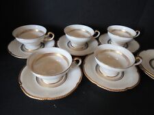 Vintage Castleton China Royal pattern 5 tea cups saucer lot gold ivory porcelain picture