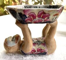 Vintage Ceramic Chinoiserie Monkey Holding Bowl Hand Painted picture