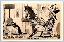 Nevada~Home on the Range~Cat Drinks From Toilet~Horse & Cowboy~Comic `930s RPPC picture