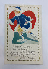 Valentine Girl Skating Postcard A Lonely Valentine / Unposted/ Rare picture