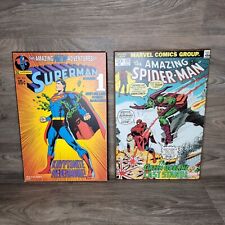 DC Comics Superman and Marvel Spider Man Wood Wall Hangings lot of 2 19X13 picture