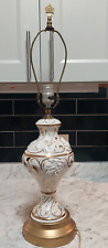 Vintage Italian Porcelain Capodimonte Table Lamp White & Gold CHERUBS picture