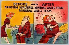 Mineral Wells Texas 1940s Postcard Before & After Healthful Mineral Water Girl picture