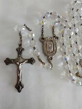 Vintage Catholic Clear Faceted Glass Rosary picture