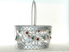 Basket  open weave Mesh Silver Red and Green CHRISTMAS picture