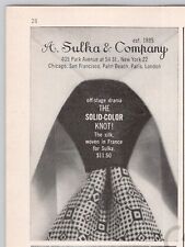 A. Sulka & Company Solid-Color Knot Tie Men's Fashion Print Ad 1958 picture