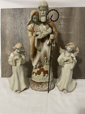 Jesus, Mary And Joseph And 2 Angels Ceramic Figurines picture