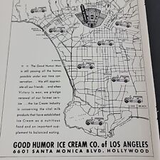 Vtg 1944 Print Ad Good Humor Ice Cream Los Angeles Hollywood Map War Efforts picture