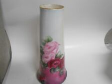 Antique B&H LIMOGES FRANCE Hand Painted Vase Roses 11
