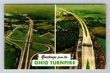 OH-Ohio, Aerial Of Two Gateways, Turnpike, Antique, Vintage Souvenir Postcard picture