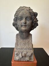 Antique French 19th century end iron firedog rusted goddess statue picture
