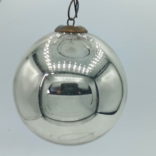 Excellent Antique Kugel Christmas Ornament Germany Round Silver Blown Glass 3” picture