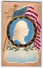 c1910's George Washington First President Airbrushed Glitter Antique Postcard picture