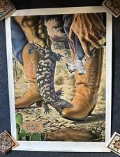 1980 Nocona Boots Advertising Litho Poster 28”x20” Amazing Alex Ebel Art RARE picture