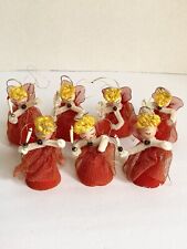 Vintage Christmas Angel Ornaments Set  Of 7 Chenille Mercury Glass Beads Japan picture