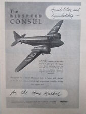 12/1946 PUB AIRSPEED CONSUL ARMSTRONG SIDDELEY CHEETAH ENGINE ORIGINAL AD picture