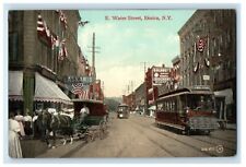 c1910's E. Water Street Trolley Laskaris Stores Elmira New York NY Postcard picture