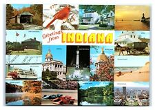 Postcard Greetings from Indiana IN Hoosier State multi-view K21 picture