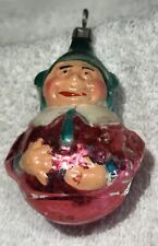Rare Antique VINTAGE GERMAN GLASS ROLY POLY TWEEDLE DEE CLOWN CHRISTMAS ORNAMENT picture