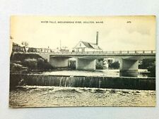Houlton Maine ME, Water Falls Meduxnekeag River, Bridge, Vintage Postcard picture