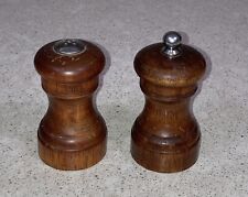 MR. DUDLEY SMALL 3.5 INCH WOODEN SALT SHAKER & PEPPER MILL picture