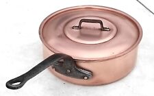 Vintage 11.6inch French Copper Saute Pan w Lid Made in France Tinned 3.5mm 11lbs picture