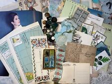 Vintage Junk Journal Ephemera collage Kit mixed media paper crafts Green Blue picture