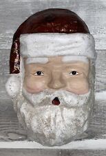 Vintage Paper Mache Christmas holiday SANTA HEAD FACE Wall Decor Large Size 3D picture